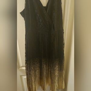 Worthington black Lace and gold cocktail dress.